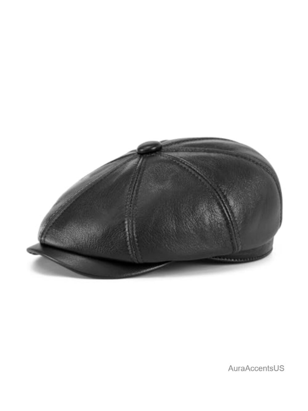 Genuine Leather 8 Panel Newsboy Cap Gatsby Hat Adjustable Fitted
